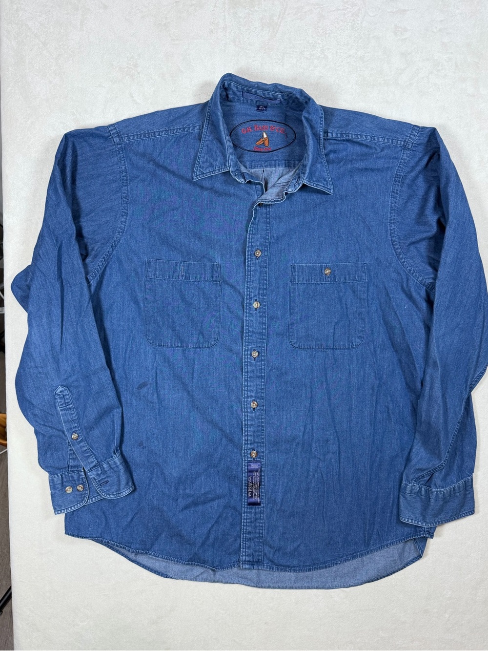 G.H. Bass & Co. 17.5 36/37 Indigo Denim Chambray Button-Down Shirt - Men